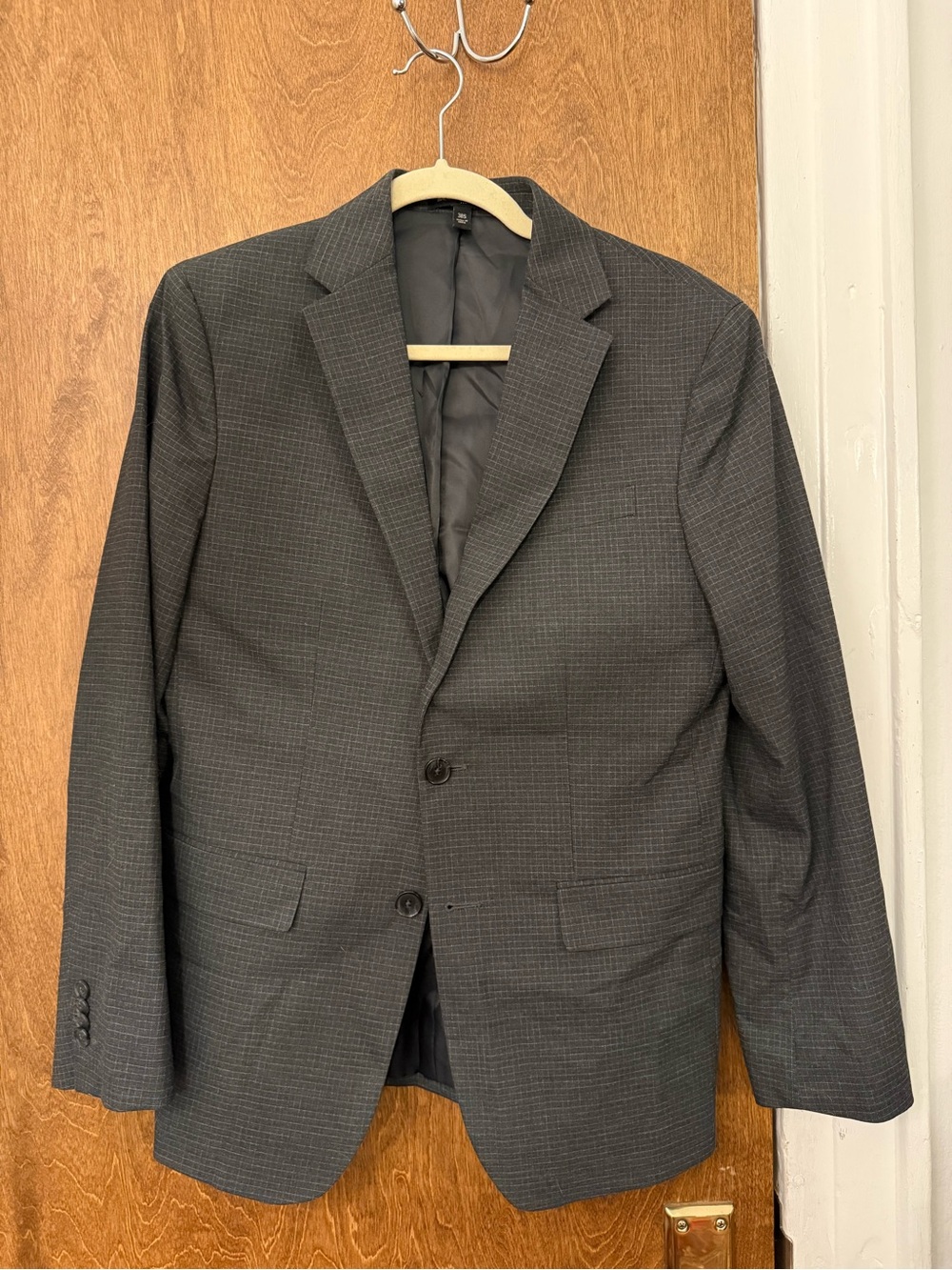 Banana Republic Factory Charcoal Gray Check Men's Suit Jacket